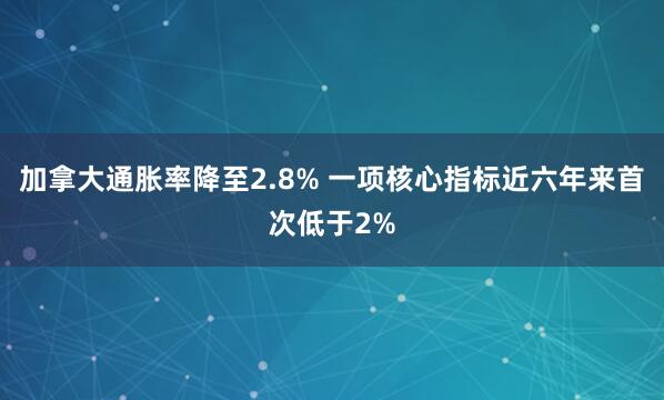 加拿大通胀率降至2.8% 一项核心指标近六年来首次低于2%
