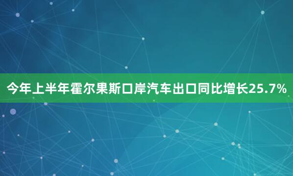 今年上半年霍尔果斯口岸汽车出口同比增长25.7%