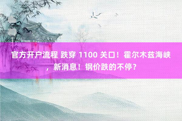 官方开户流程 跌穿 1100 关口！霍尔木兹海峡，新消息！钢价跌的不停？